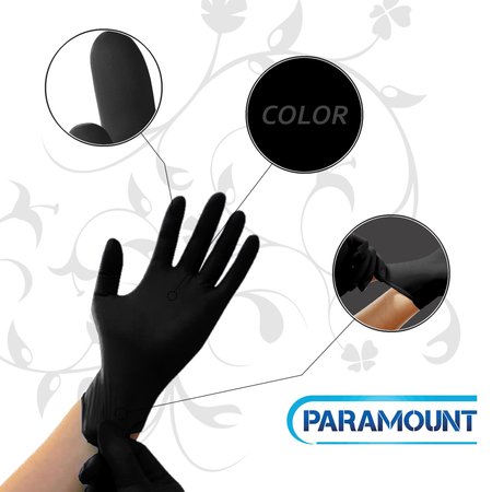 Paramount Nitrile Disposable Gloves, 4 mil Palm, Nitrile, Powder-Free, L, 1 PK, Black L